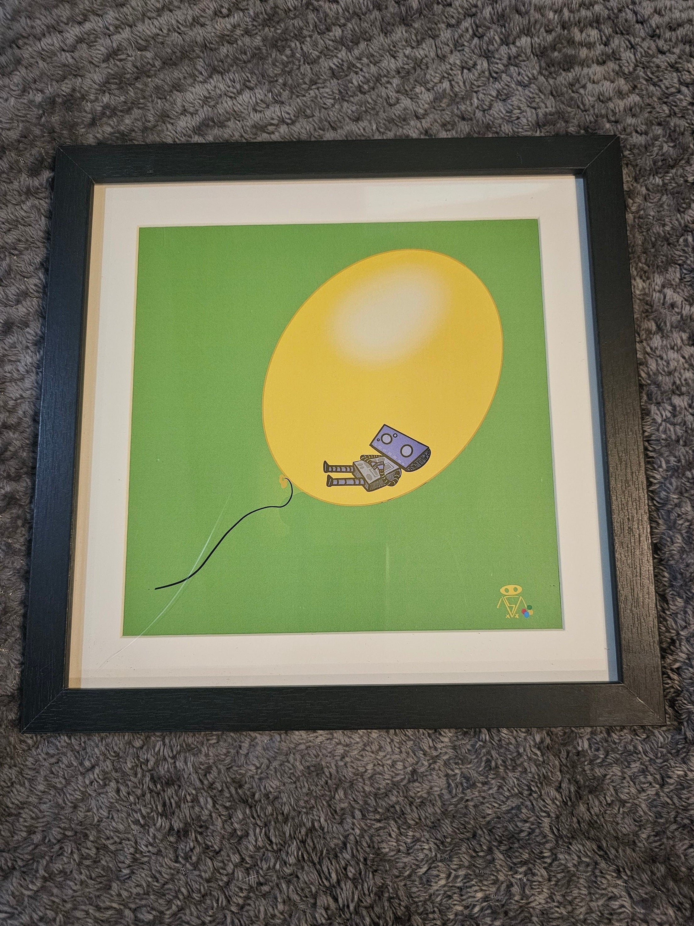 Robots V Balloons Captured!-Square Print
