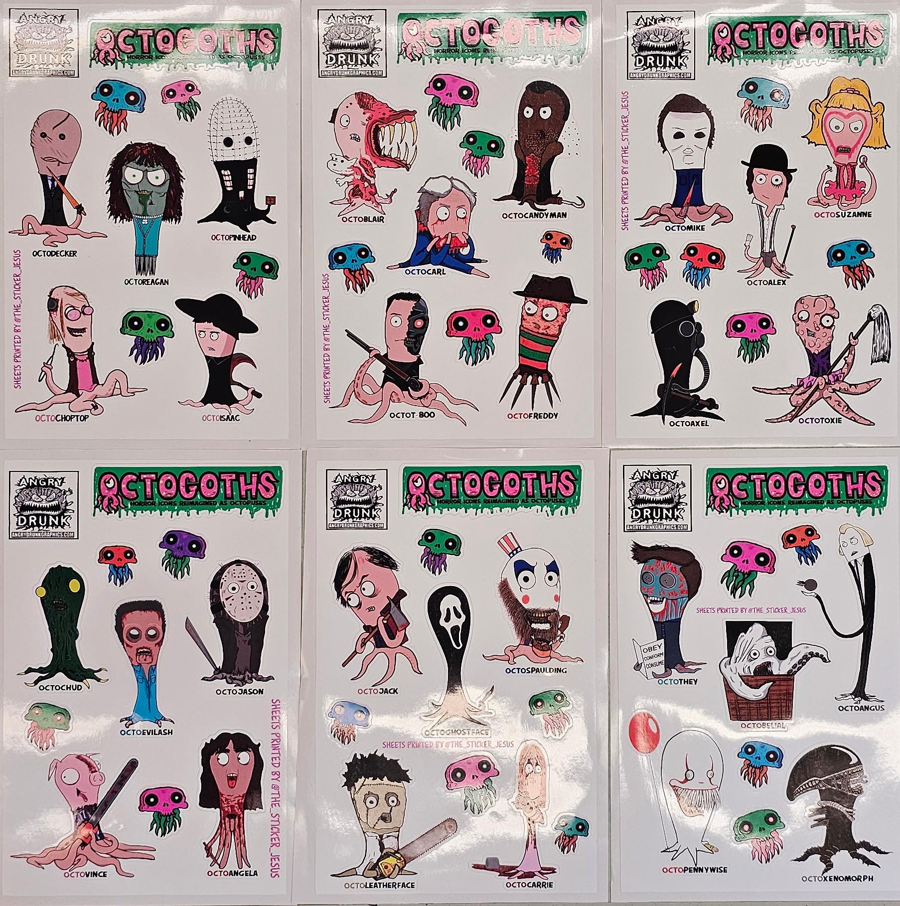 All 6 Octogoth Sticker Sheets