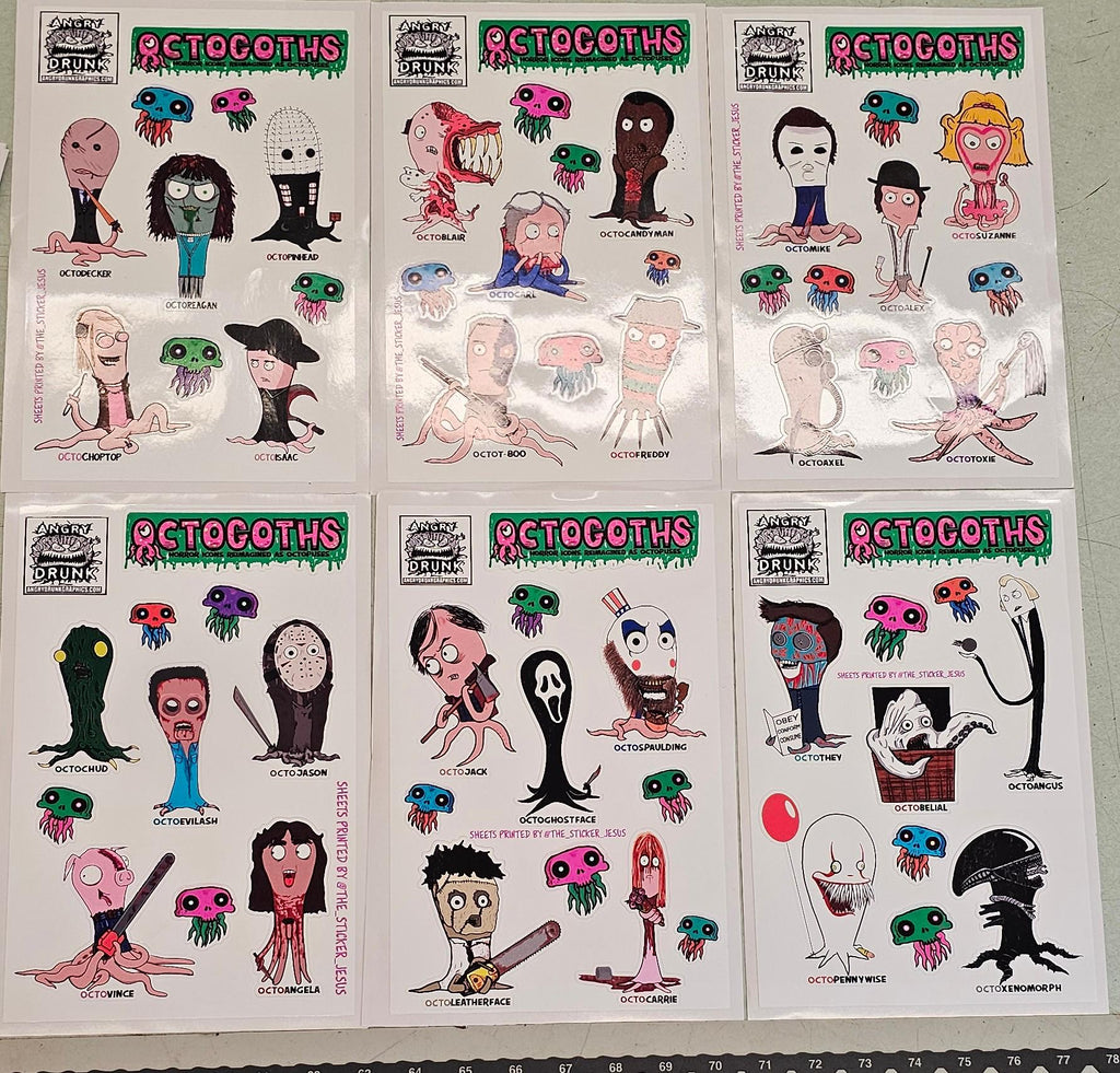 All 6 Octogoth Sticker Sheets