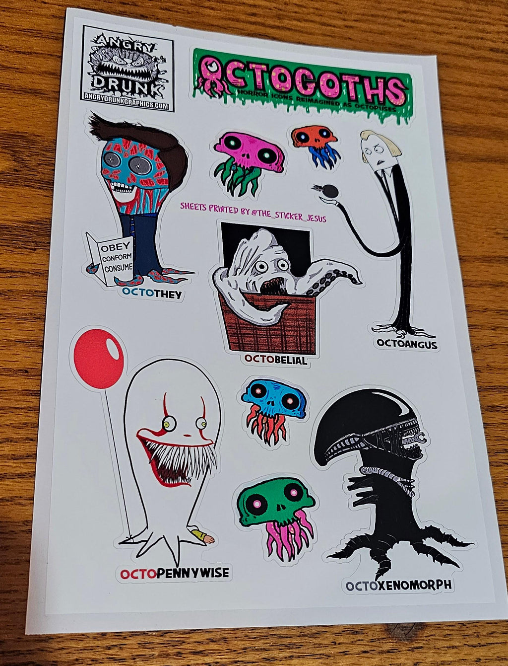 All 6 Octogoth Sticker Sheets