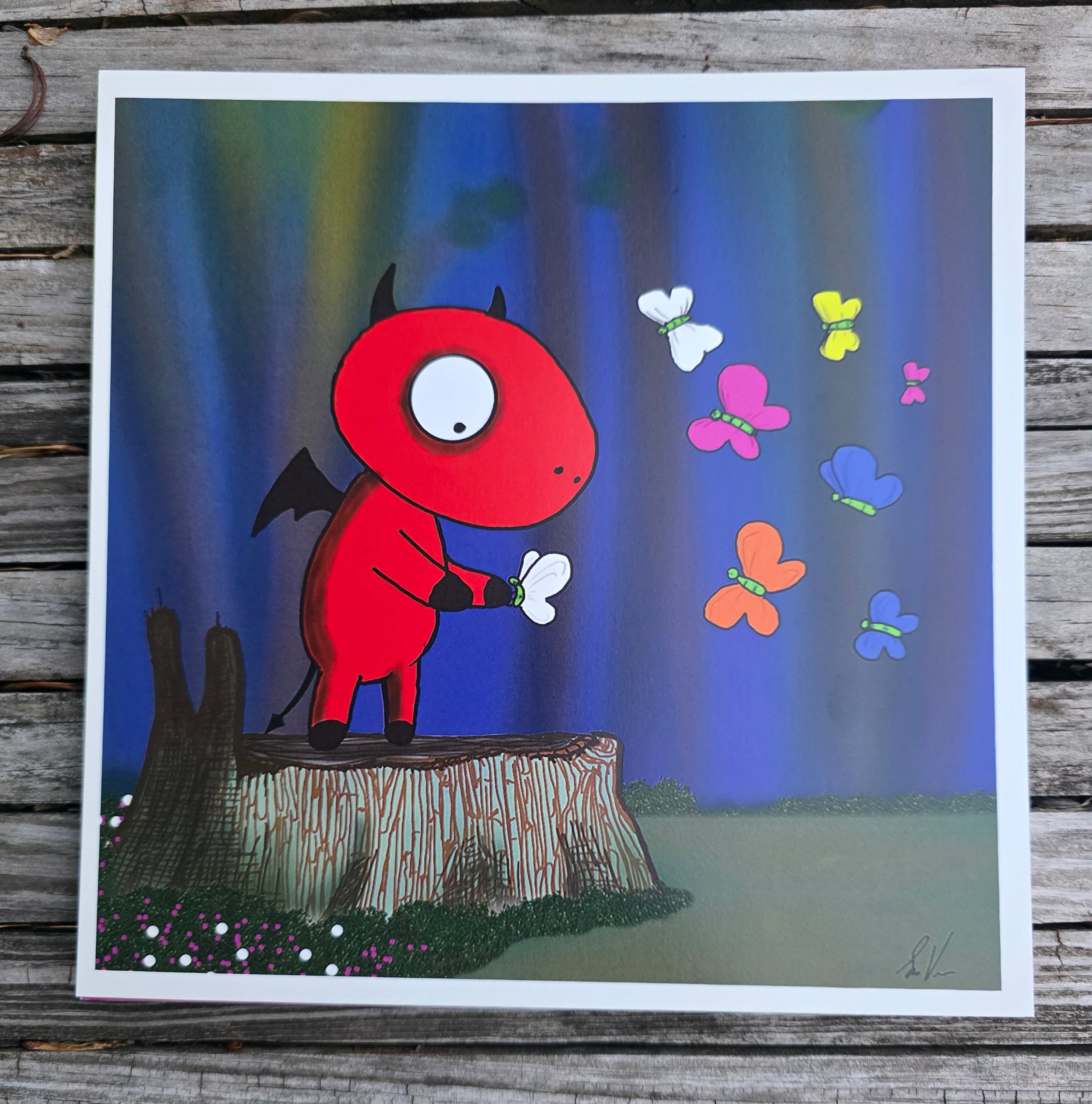 Jersey Devil & Butterflies -Square Print