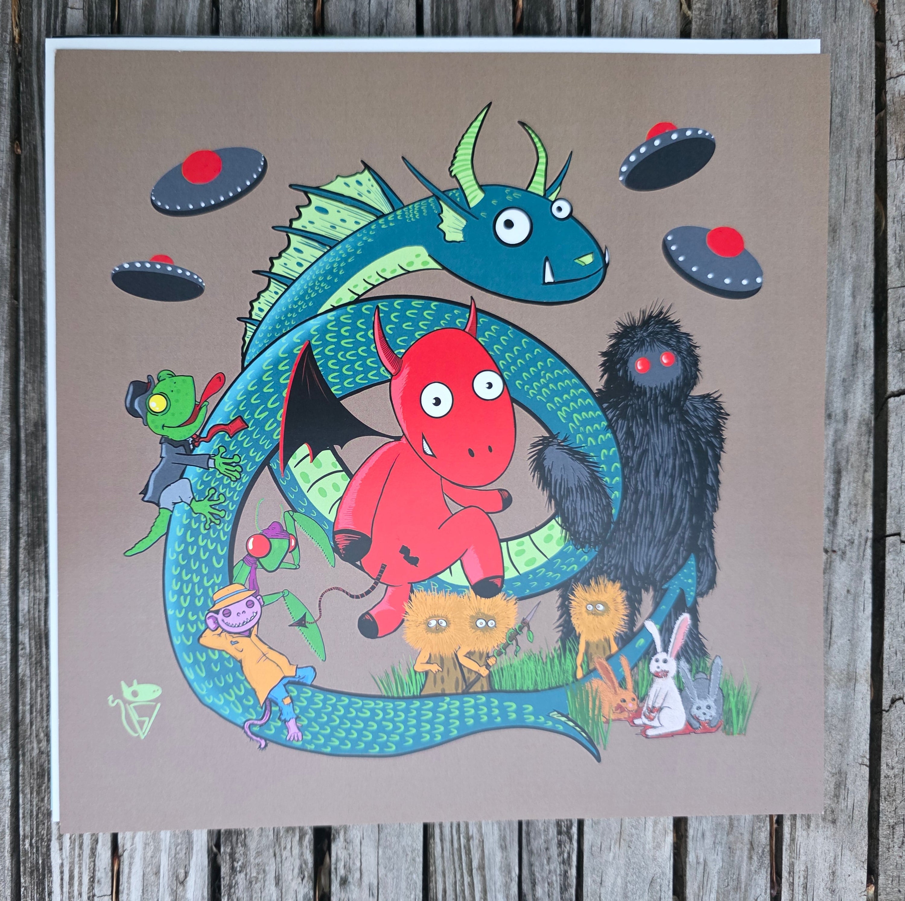 New Jersey Cryptid Party-Square Print