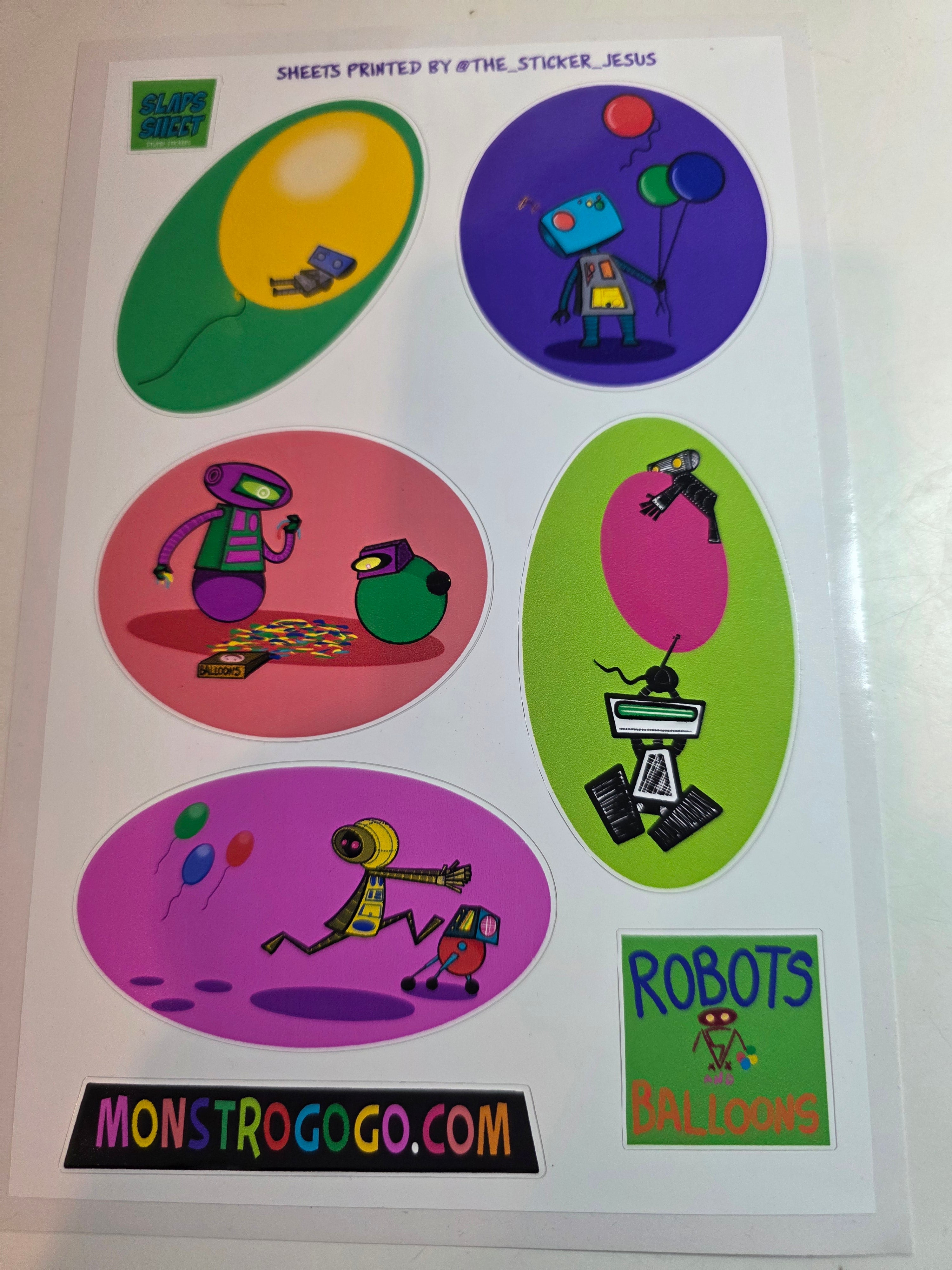 Robots V Balloons -Sticker Sheet